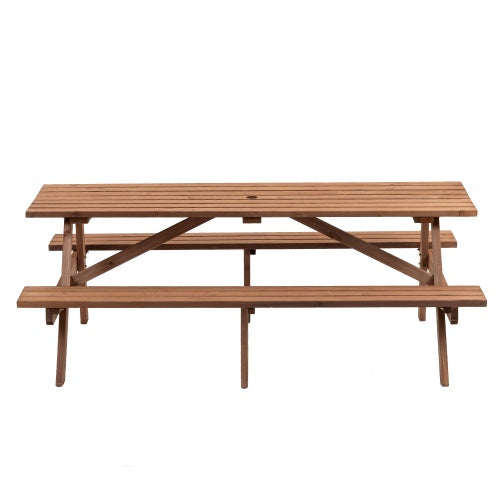 Wooden Picnic Table Outdoor Dining Space 8 Person