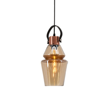 Copper Urn Pendant Light Fixture - Modern 1 Head Clear Glass Hanging Lamp - Various Widths available