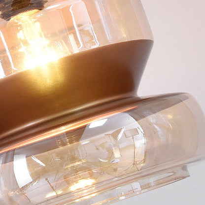 Copper Urn Pendant Light Fixture - Modern 1 Head Clear Glass Hanging Lamp - Various Widths available