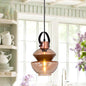 Copper Urn Pendant Light Fixture - Modern 1 Head Clear Glass Hanging Lamp - Various Widths available