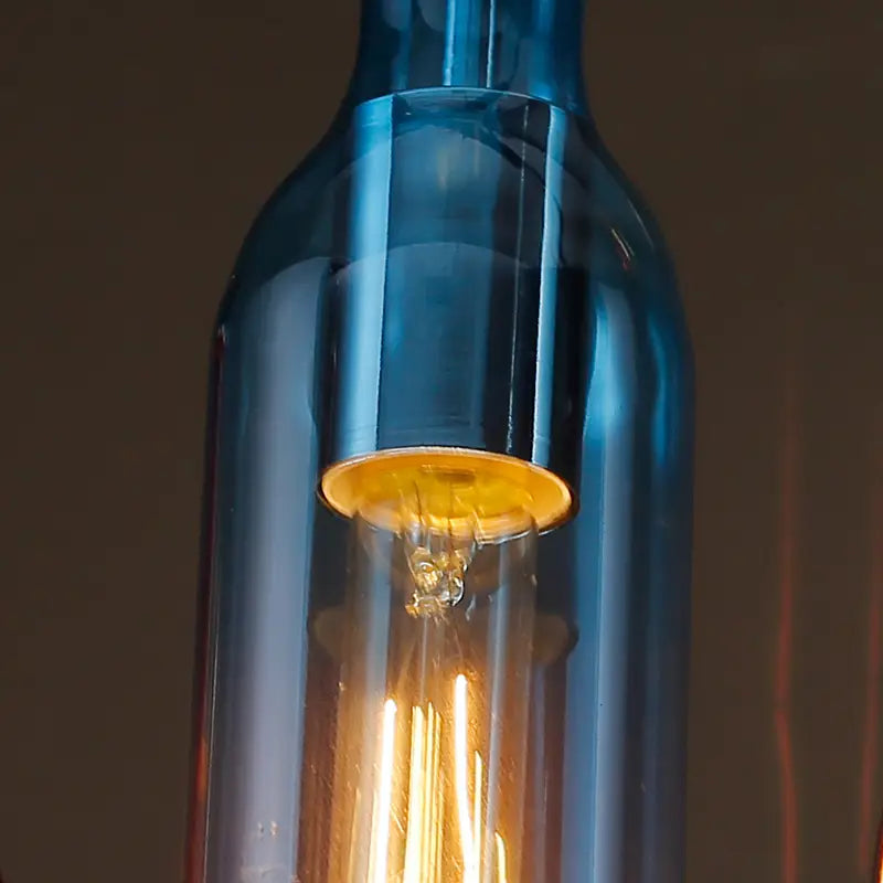 Nordic Style Restaurant Bar Creative Color Wine Bottle Glass Chandelier