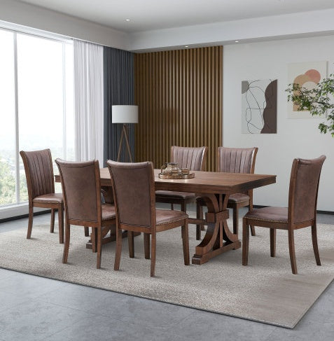78.74 Mesa Rectangular de Roble de Goma para 6-8 Personas con Base de Caballetes de Madera, Mesa de Madera para Cocina de Estilo Moderno de Mediados de Siglo, Mesa de Cena para Comedor, Sala de Estar, ROBLE