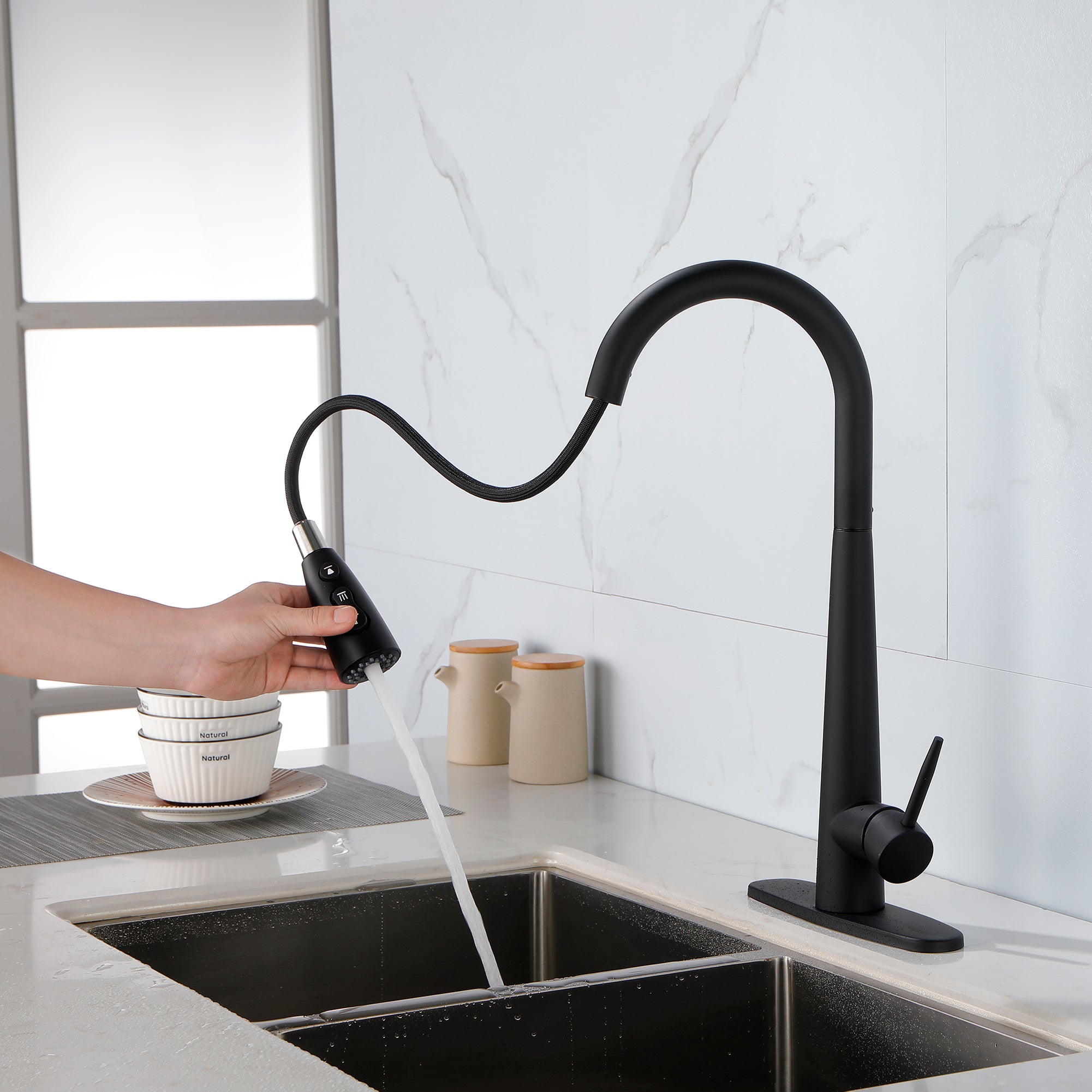 Brushed Nickel Pull-Down Spray Kitchen Faucet