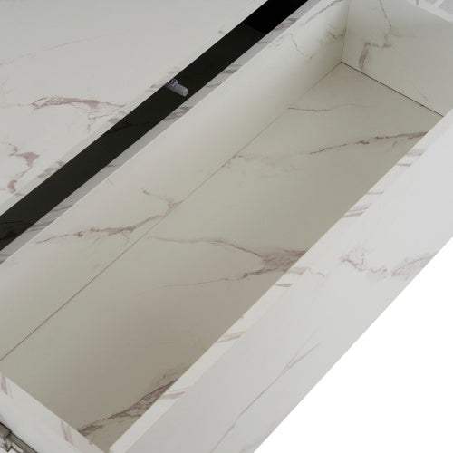 Rectangular Sliding Top Coffee Table With 2 Drawers And 2 Hidden Storage For Living Room 47.2