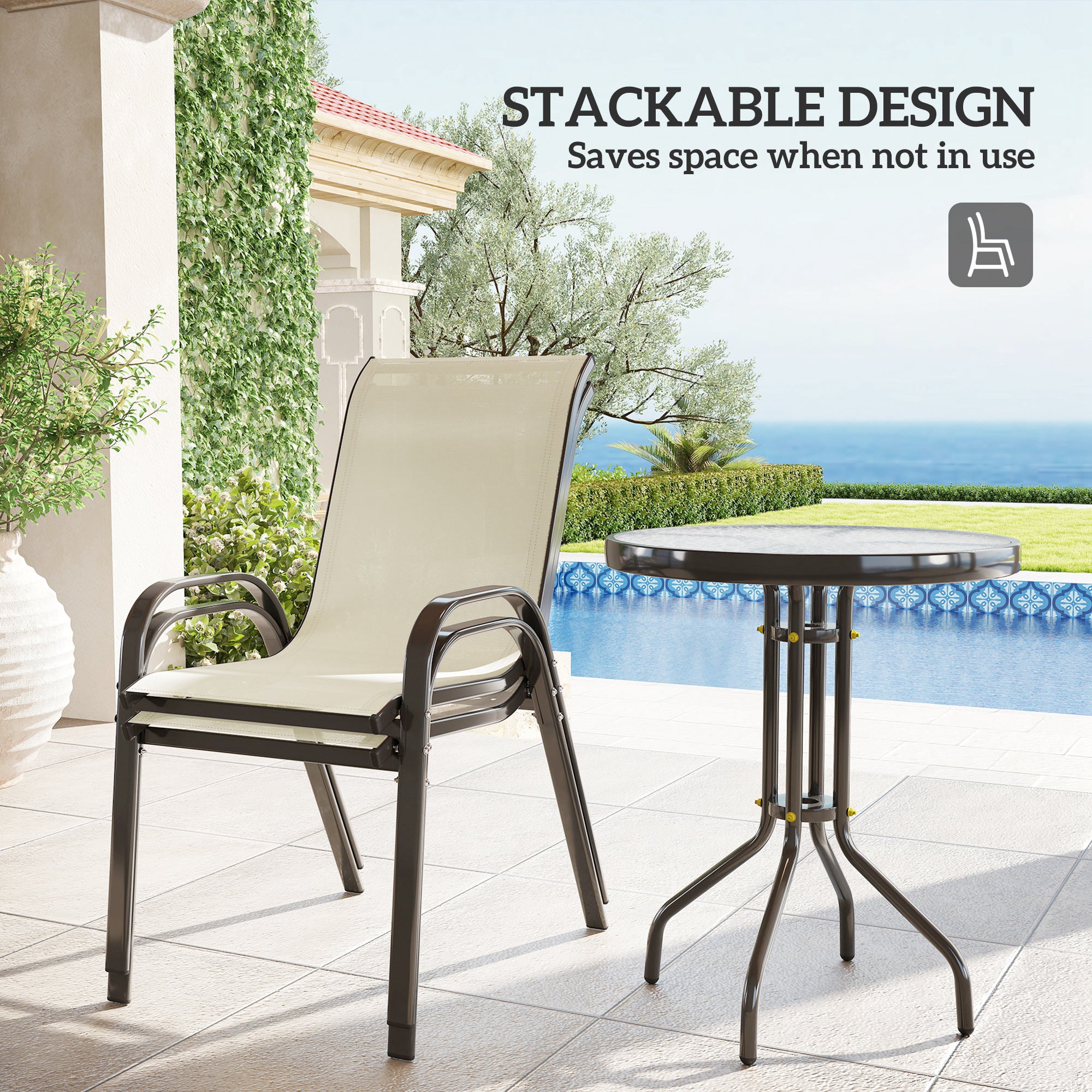 Compact Outdoor Bistro Set Gray Garden Style