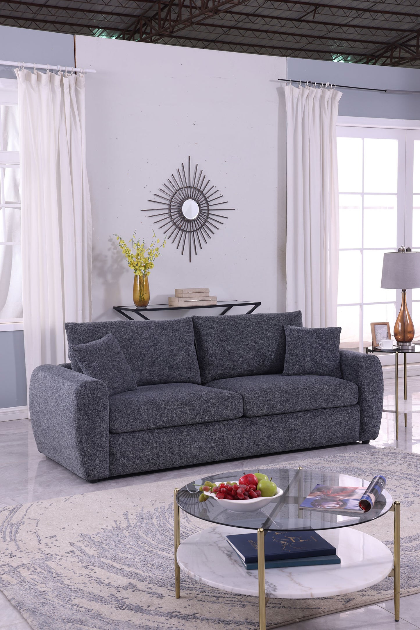 Modern Minimalist Comfortable Fabric GREY Sofa