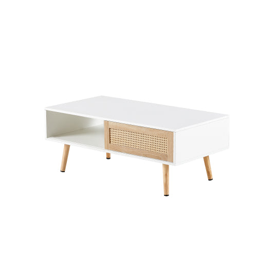 Natural Rattan Coffee Table White Lightweight