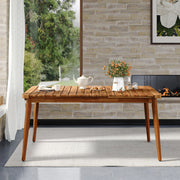 Mesa de Comedor de Madera de Acacia para 6 Personas, Mesa Exterior, Muebles de Estilo Granja para Terraza, Jardín, Patio Trasero, Teca con Capacidad de Peso de 180 Libras 63L
