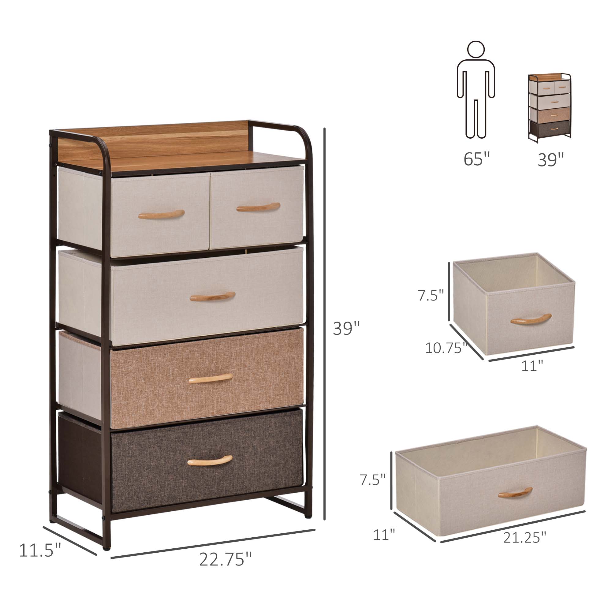 Modern 5-Drawer Storage Tower