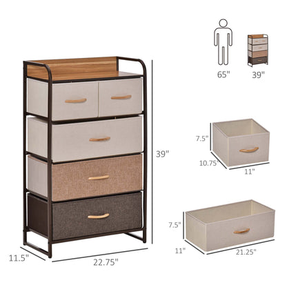 5-Drawer Dresser Tower Chest of Drawers Organizer with Frame