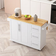Carrito de Isla de Cocina con Gabinete, 3 Cajones, Estante para Especias, Estante para Toallas, 43.31 de Ancho