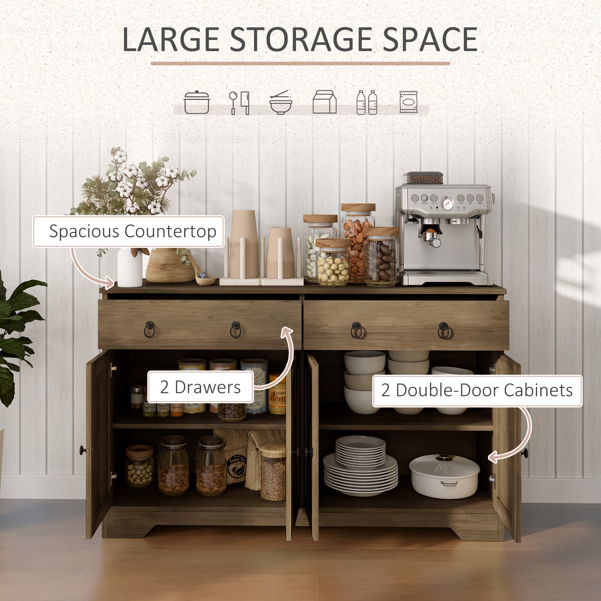 Light Brown Farmhouse Sideboard
