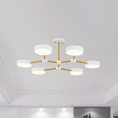 Lámpara de techo colgante moderna tipo tambor - Acabado metálico - 6 luces - Blanco y negro