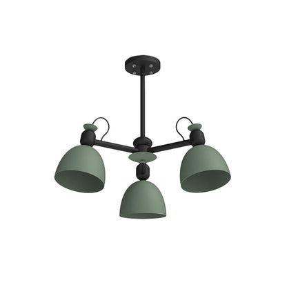 Lámpara colgante nórdica de cúpula metálica con nodo ajustable - Azul/Verde - 3 bombillas