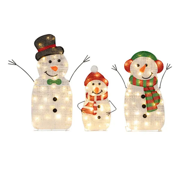 Lighted Snowman Family Decor