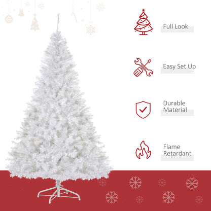 HOMCOM 6' Tall Prelit Christmas Tree Douglas Fir Artificial Christmas Tree With Realistic Branches, 250 Warm White LED Lights And 1000 Tips, White