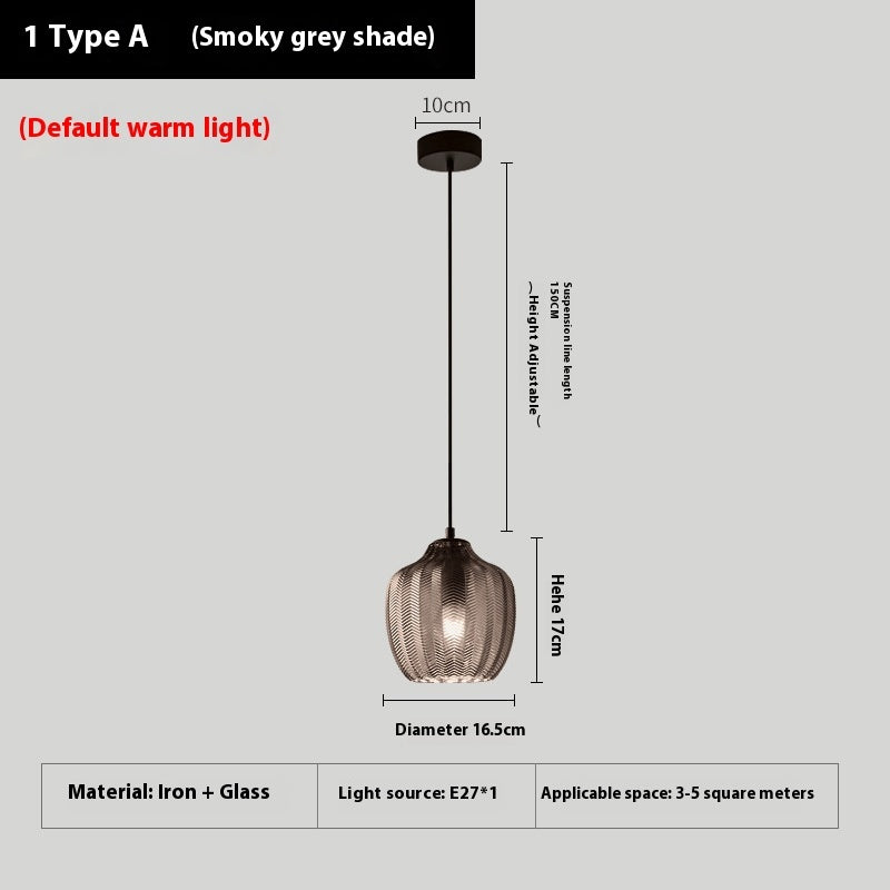 Bedroom Stair Light Single-head Glass Chandelier