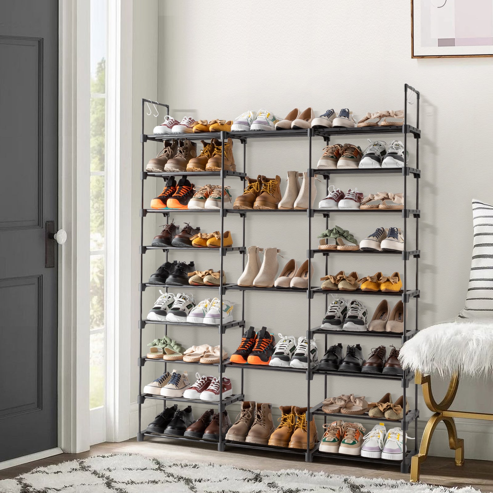 Wooden Entryway Shoe Rack