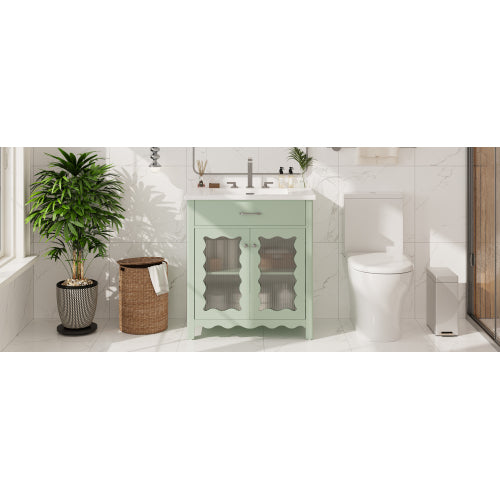 Green Glass Vanity Cabinet