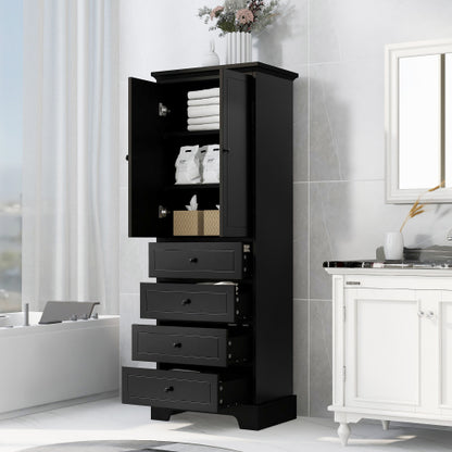 Cabinet With 2 Doors And 4 Drawers For Bathroom, Office
