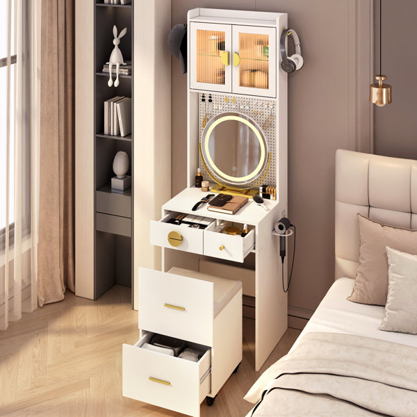 White Round Vanity Table