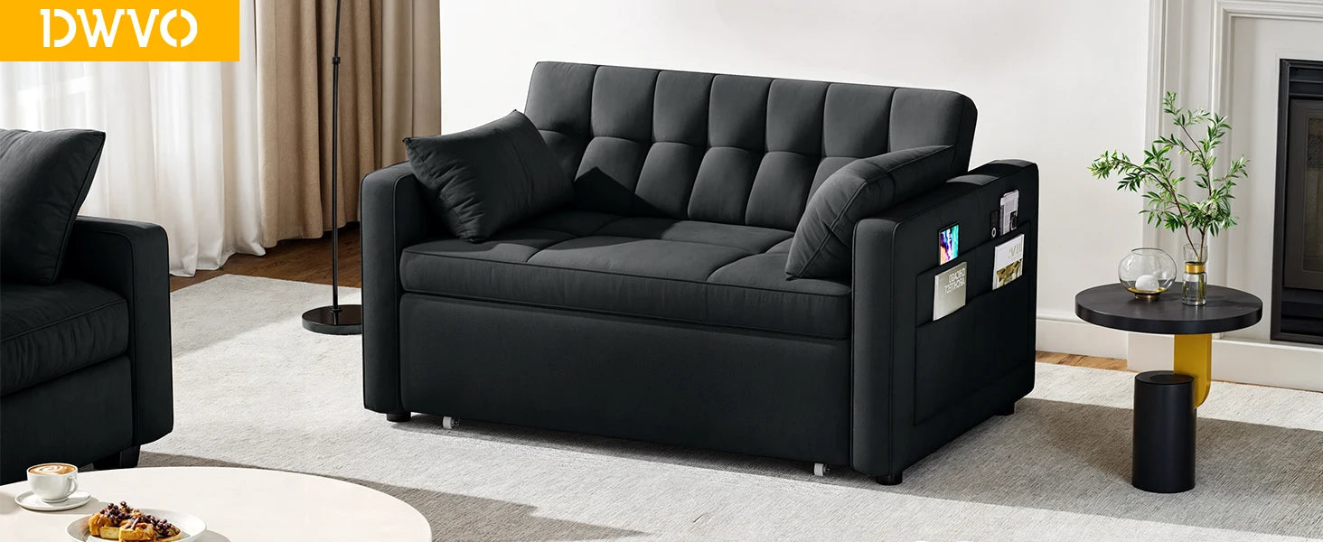 55" Velvet Convertible Sofa Bed