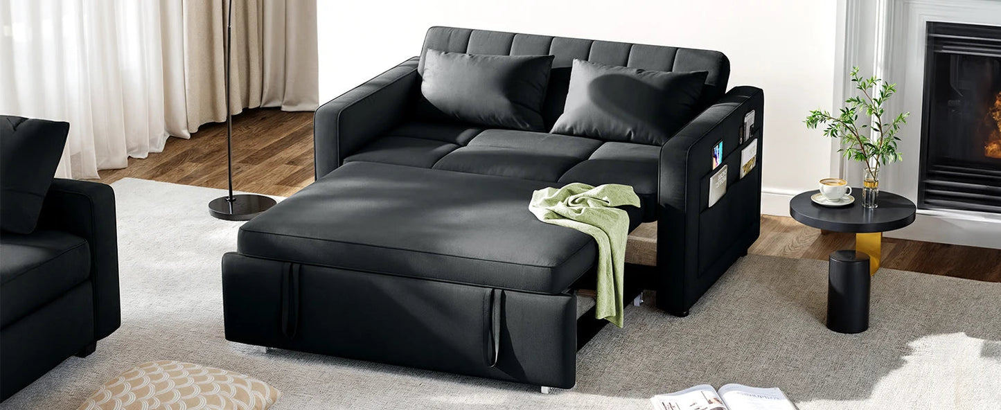 55" Velvet Convertible Sofa Bed