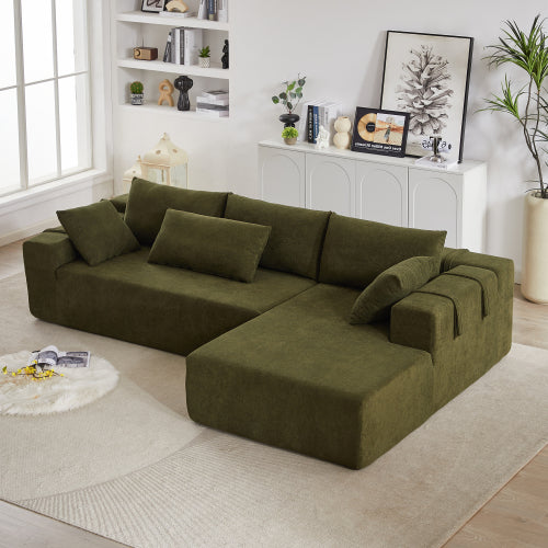 Juego de Sofá Seccional Tapizado en Chenille Moderno, Sofá Seccional en Forma de L Modular de 108 Pulgadas con 6 Almohadas, Sofá Couch de Combinación Libre para Sala de Estar, Dormitorio