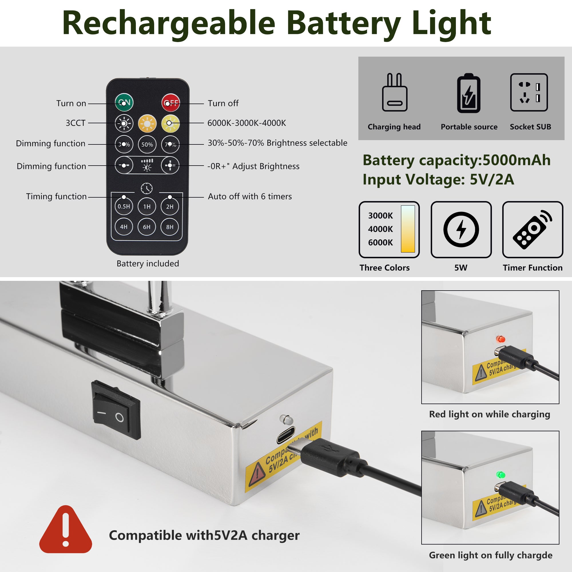 Chrome Wireless Picture Light
