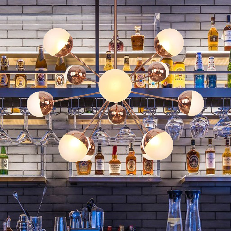 Lámpara de techo semiempotrada DecorBites™ Globe para comedor, con cristal blanco/transparente/gris ahumado - 9/12/15 luces - Diseño contemporáneo en cobre/cromo/oro