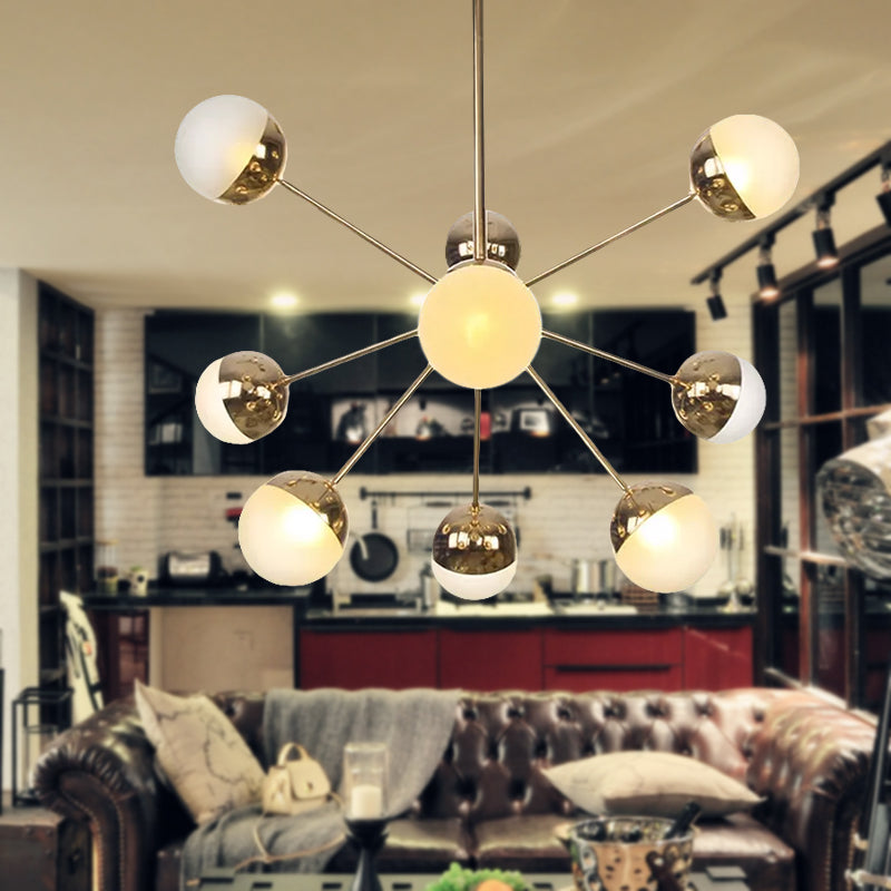 Lámpara de techo semiempotrada DecorBites™ Globe para comedor, con cristal blanco/transparente/gris ahumado - 9/12/15 luces - Diseño contemporáneo en cobre/cromo/oro