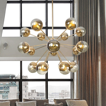 Lámpara de techo semiempotrada DecorBites™ Globe para comedor, con cristal blanco/transparente/gris ahumado - 9/12/15 luces - Diseño contemporáneo en cobre/cromo/oro