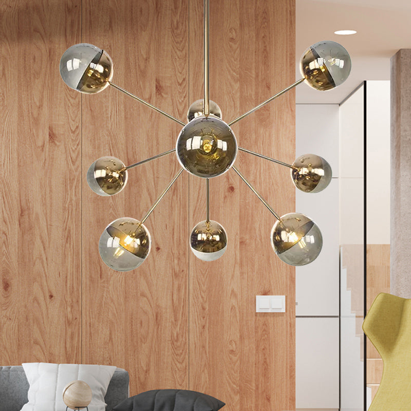 Lámpara de techo semiempotrada DecorBites™ Globe para comedor, con cristal blanco/transparente/gris ahumado - 9/12/15 luces - Diseño contemporáneo en cobre/cromo/oro