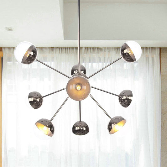 DecorBites™ DecorBites™ Globe Dining Room Semi Flush Mount Light with White/Clear/Smoke Grey Glass - 9/12/15 Lights - Contemporary Design in Copper/Chrome/Gold