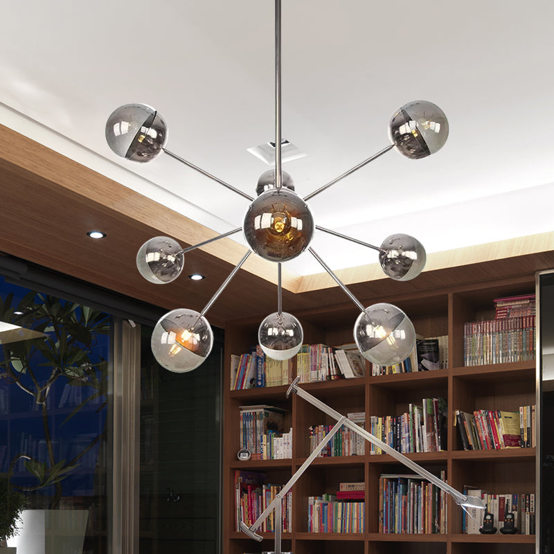 Lámpara de techo semiempotrada DecorBites™ Globe para comedor, con cristal blanco/transparente/gris ahumado - 9/12/15 luces - Diseño contemporáneo en cobre/cromo/oro