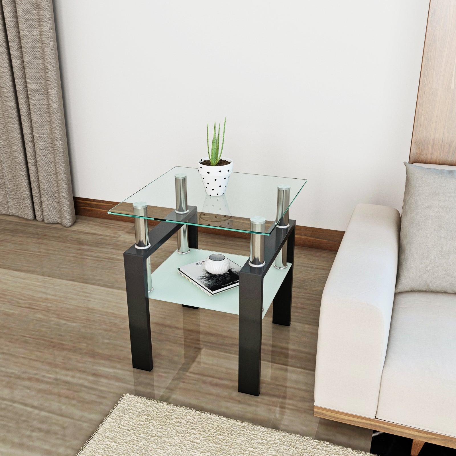 Black Accented Glass Table