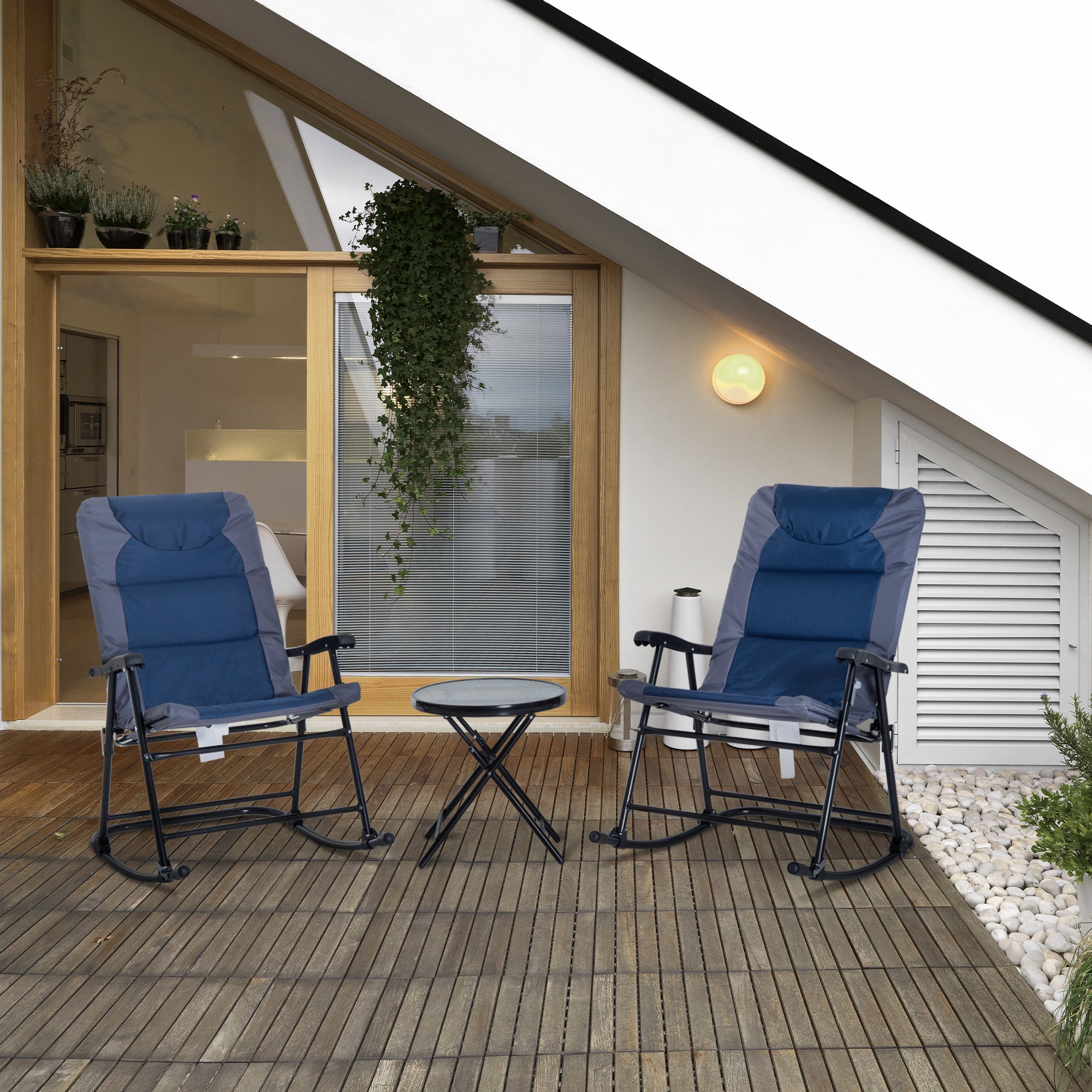 Glass Rocking Bistro Set
