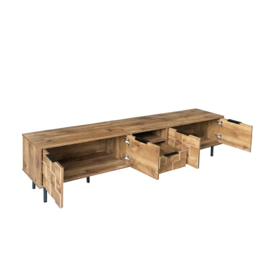Soporte de TV de 78 pulgadas para TV de 85, 75, 65 pulgadas, Consolas de TV para sala de estar, Centro de entretenimiento de madera para TV con almacenamiento