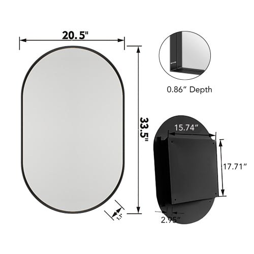 Metal Oval Wall Cabinet Recessed Adjustable Shelf