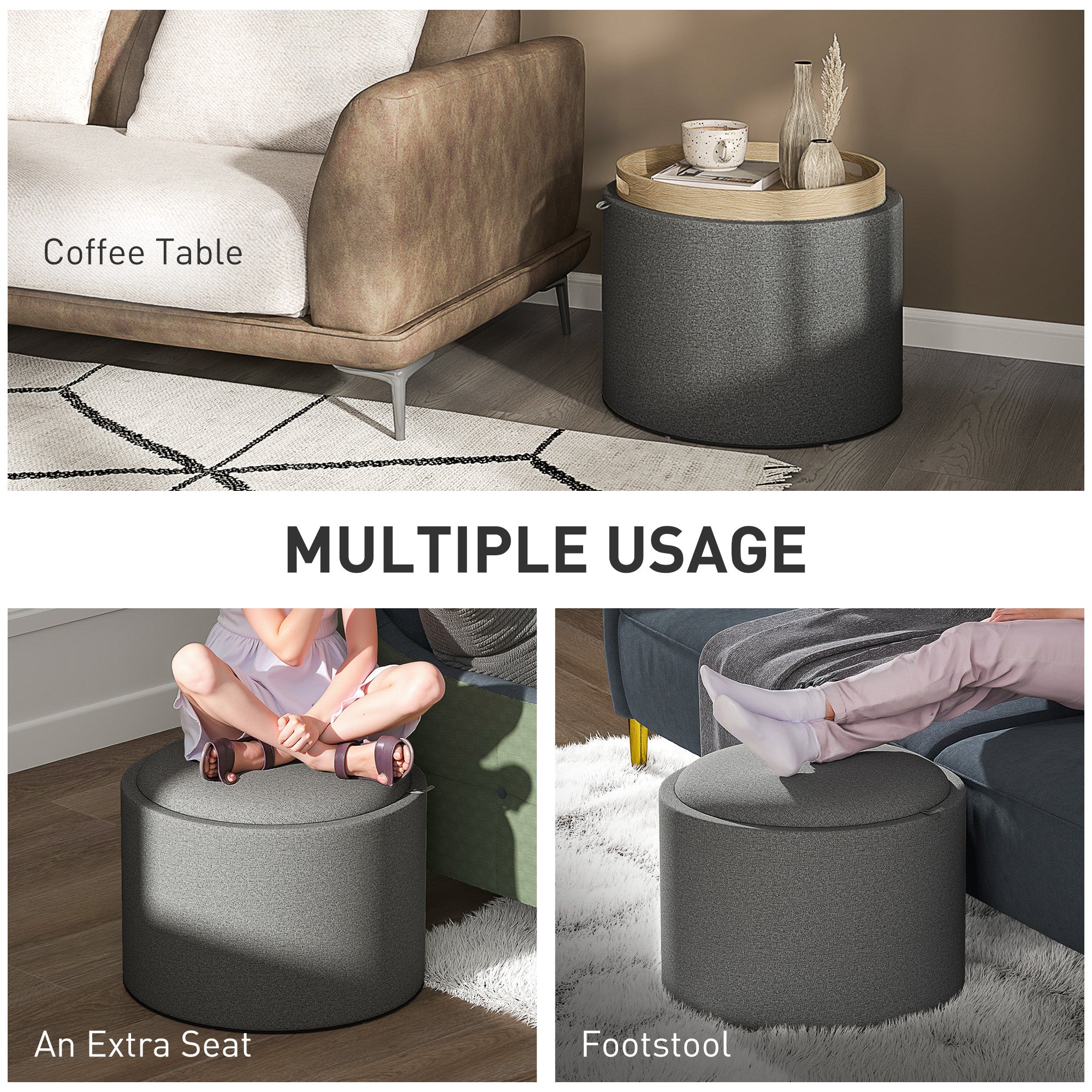 Linen Storage Ottoman Table