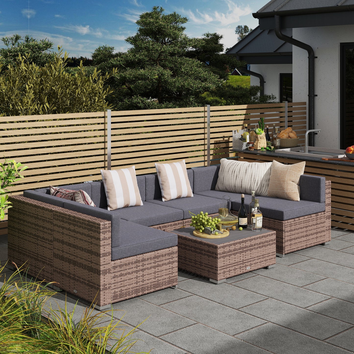 5-Piece Patio Furniture Set with Cushions