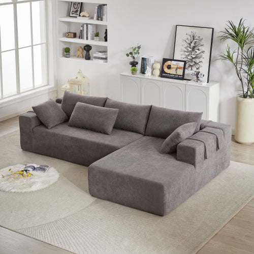 Juego de Sofá Seccional Tapizado en Chenille Moderno, Sofá Seccional en Forma de L Modular de 108 Pulgadas con 6 Almohadas, Sofá Couch de Combinación Libre para Sala de Estar, Dormitorio