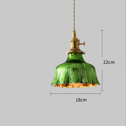 Simple Retro Dining Room Full Copper Glass Chandelier