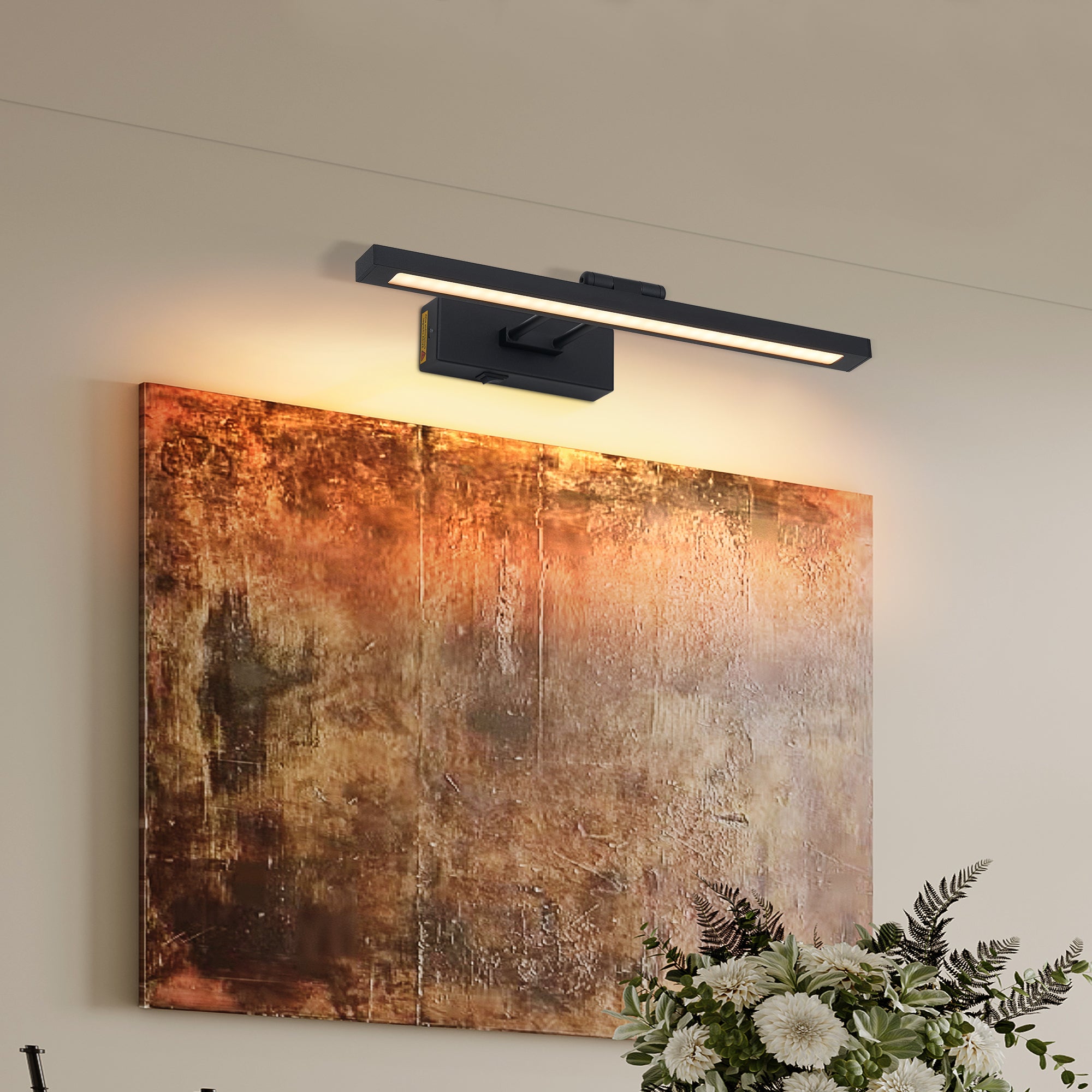 Luz para Cuadros con Batería y Mando a Distancia, Luces LED Negras para Arte en Pinturas Recargables con Atenuación y Temporizador, Aplique de Pared de 16 Pulgadas para Galería de Pinturas de Arte Brazo Articulado Ajustable para Exhibición