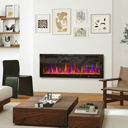 50" Electric Fireplace Recessed and Wall Mounted