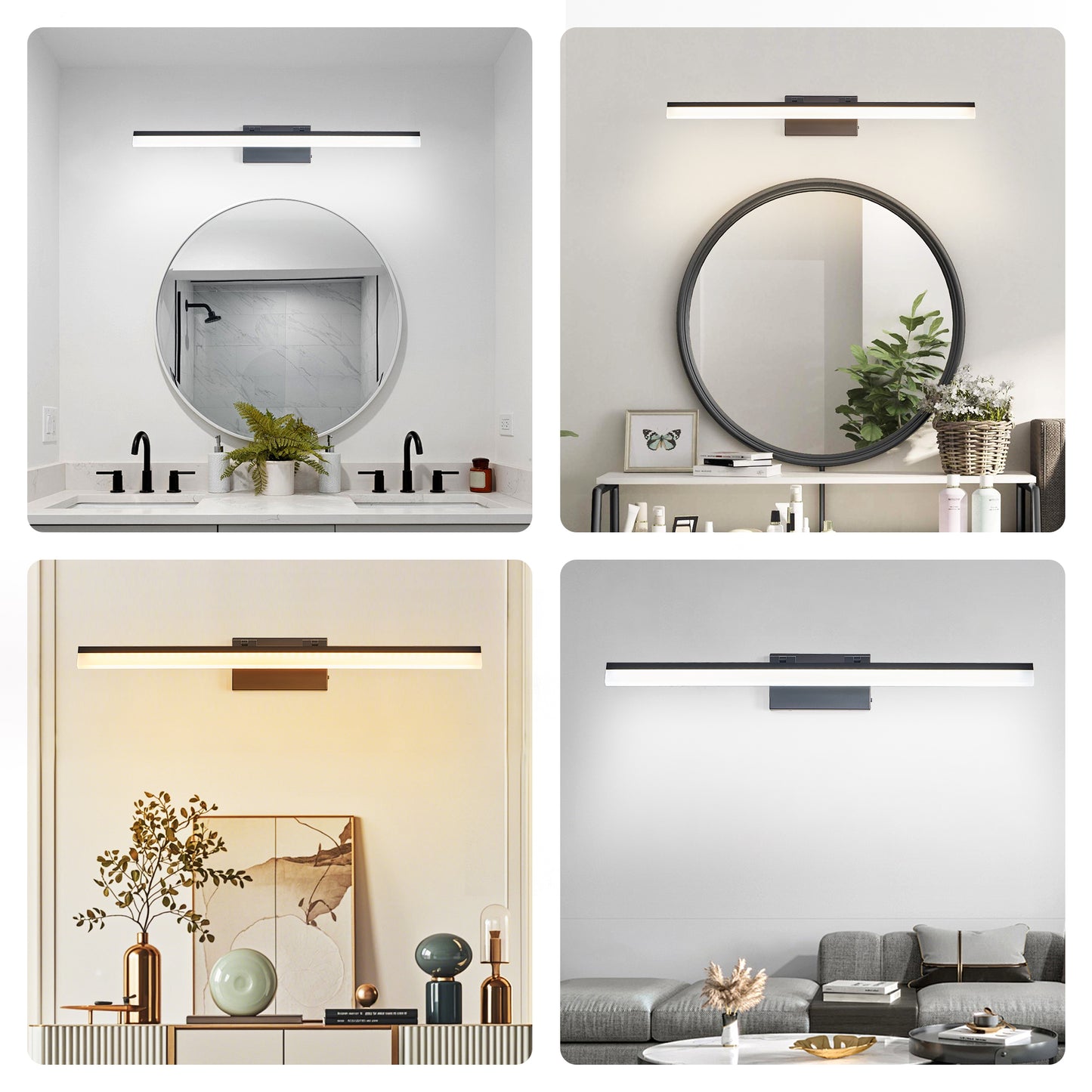 32 Inch Modern LED Bathroom Vanity Light - Sleek Black Metal Wall Light For Mirror, Dressing Room Or Sink Area