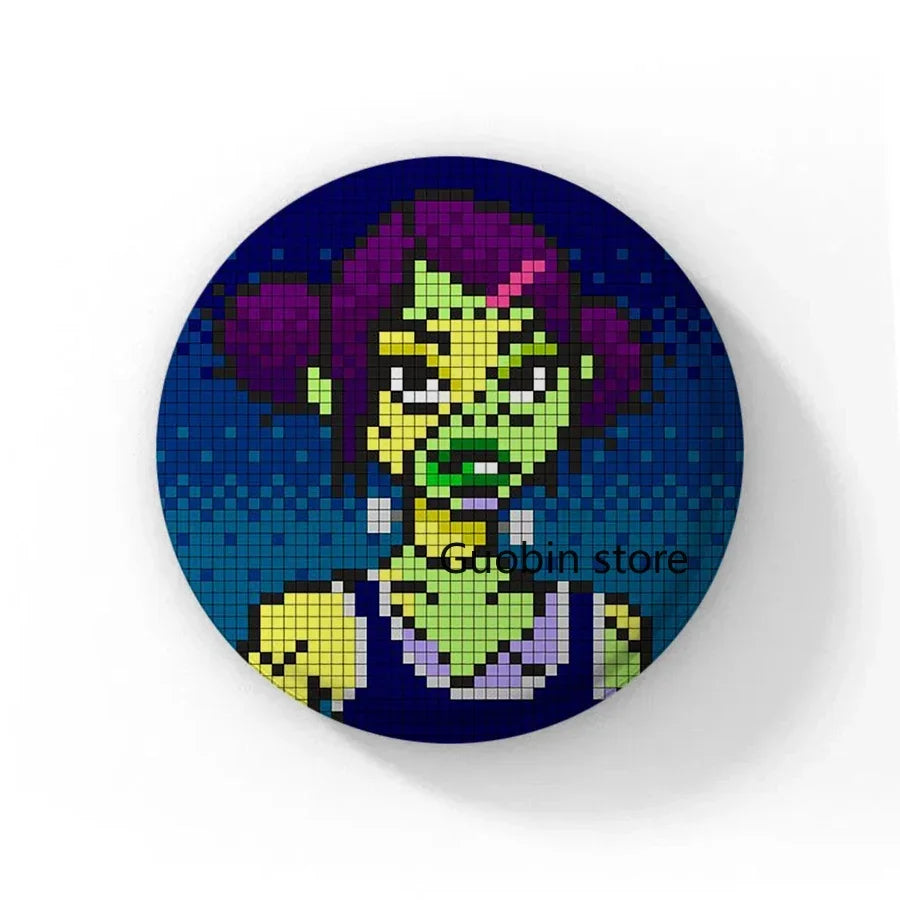 58mm Tinplate Frankenstein Girls Brooch