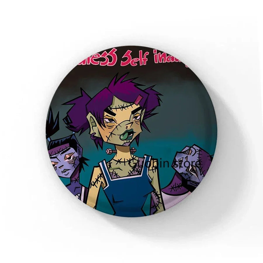 58mm Tinplate Frankenstein Girls Brooch