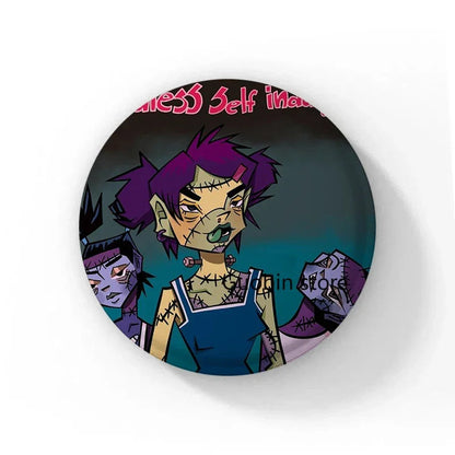 58mm Tinplate Frankenstein Girls Brooch