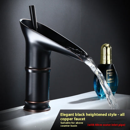 Copper Waterfall Basin Faucet Household Wash Up Sink Faucet